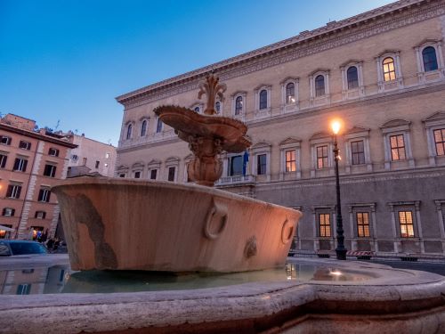 Twin Fountains in Piazza Farnese